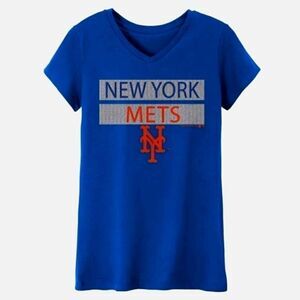 MLB New York Mets Girls' V-Neck Core T-Shirt